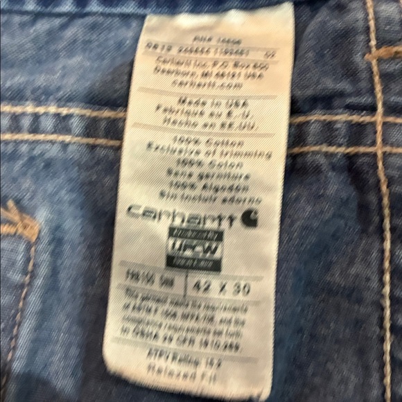 Carhartt Flame Resistant Jeans Relaxed fit NFPA 2112 Medium wash Men’s 42 X 30 - Picture 3 of 10